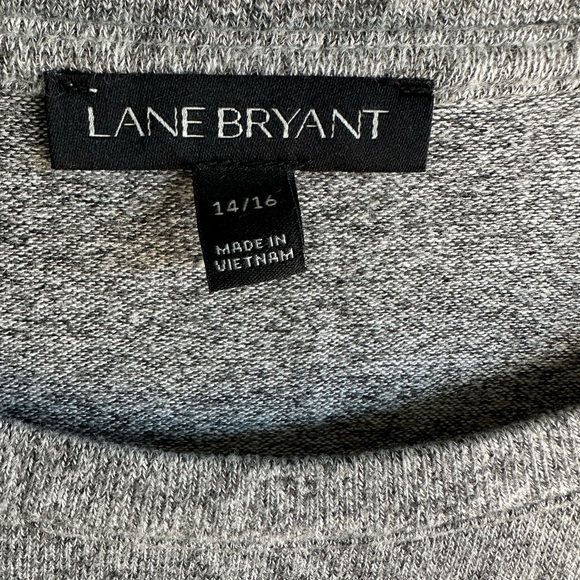 Lane Bryant Sweater Tunic Fur Cuffs Gray Marled Size 14/16 - Picture 3 of 6